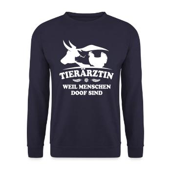 Tierärztin weil Menschen doof sind - Unisex Pullover - Navy - Vorne - Alina (178cm) & Michal (187cm)