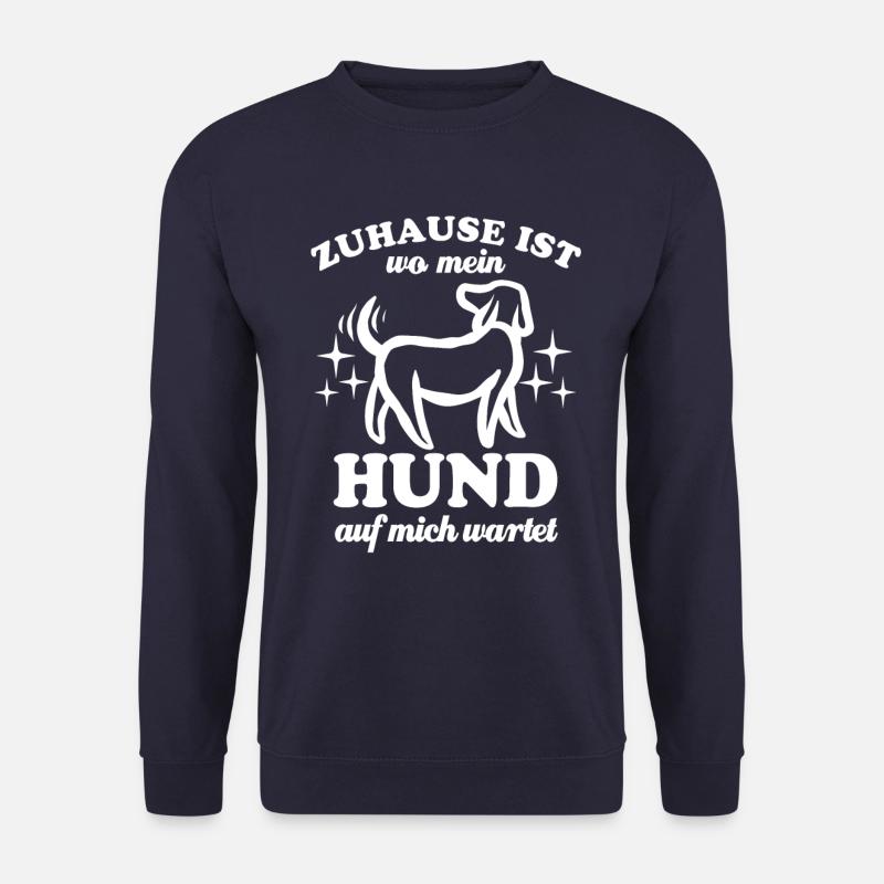 Zuhause ist wo mein Hund auf mich wartet - Spruch - Unisex Pullover - Navy
