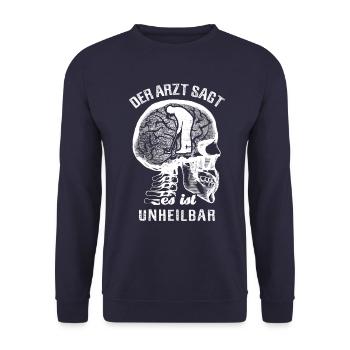 Minigolf - Der Arzt sagt es ist unheilbar - Unisex Pullover - Navy - Vorne - Alina (178cm) & Michal (187cm)
