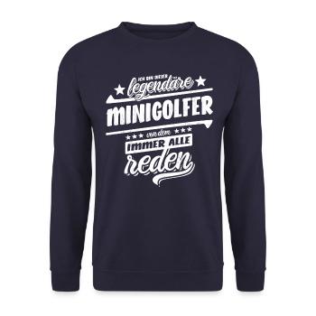 Ich bin dieser legendäre Minigolfer - Spruch - Unisex Pullover - Navy - Vorne - Alina (178cm) & Michal (187cm)