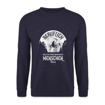 Beruflich was mit Menschen machen - Sensemann - Unisex Pullover - Navy - Vorne - Alina (178cm) & Michal (187cm)