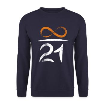 21 Millionen Bitcoins - Wert steigt unendlich - Unisex Pullover - Navy - Vorne - Alina (178cm) & Michal (187cm)