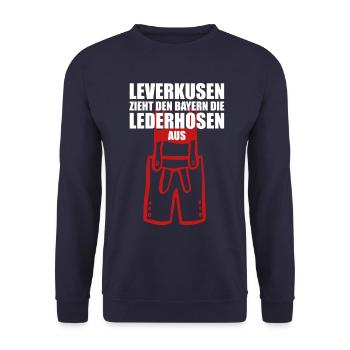 Leverkusen - Zieht den Bayern die Lederhosen aus - Unisex Pullover - Navy - Vorne - Alina (178cm) & Michal (187cm)