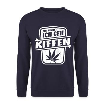 Mir reicht's ich geh Kiffen - Cannabis - legal - Unisex Pullover - Navy - Vorne - Alina (178cm) & Michal (187cm)