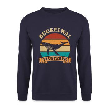 Wal - Buckelwal - Flüsterer - Geschenk - Unisex Pullover - Navy - Vorne - Alina (178cm) & Michal (187cm)