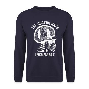The doctor says it's incurable - weight training - Unisex Pullover - Navy - Vorne - Alina (178cm) & Michal (187cm)