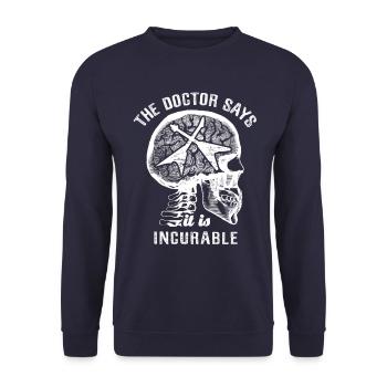 Le médecin dit que c’est incurable - guitare électrique - Sweat-shirt Unisexe - marine - Devant - Alina (178cm) & Michal (187cm)