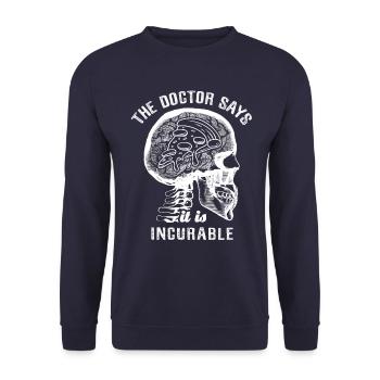 The doctor says it's incurable - pizza - Unisex Pullover - Navy - Vorne - Alina (178cm) & Michal (187cm)