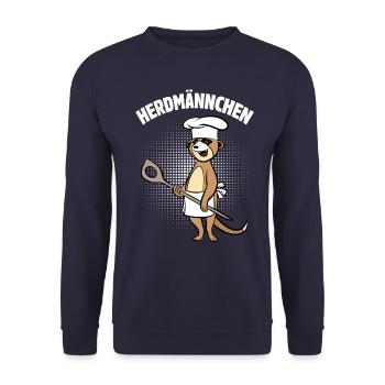 Herdmännchen - Erdmännchen mit Kochlöffel - Unisex Pullover - Navy - Vorne - Alina (178cm) & Michal (187cm)