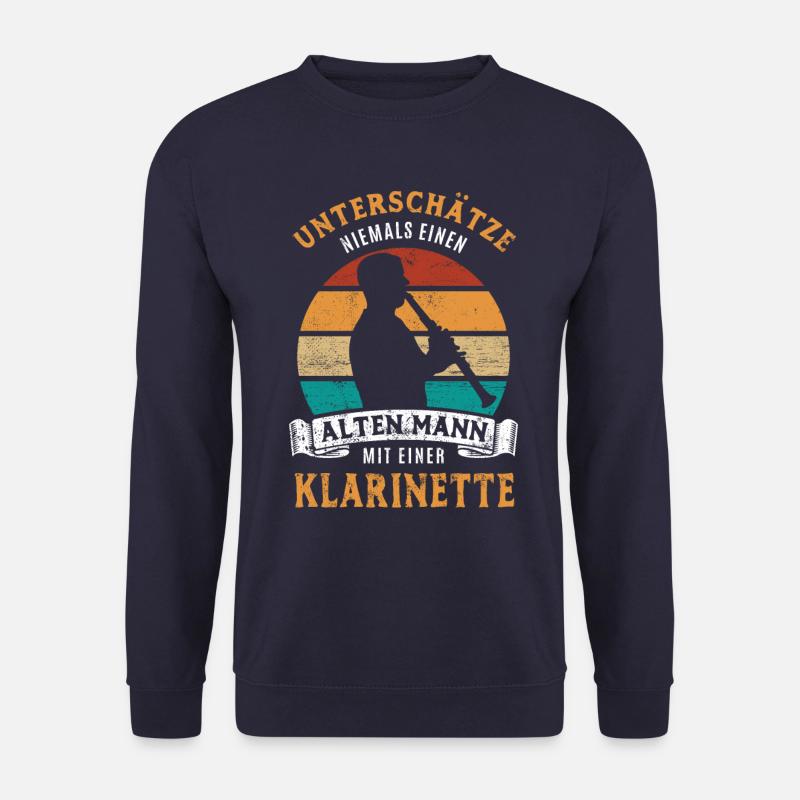 Unterschätze nie einen alten Mann mit Klarinette - Unisex Pullover - Navy
