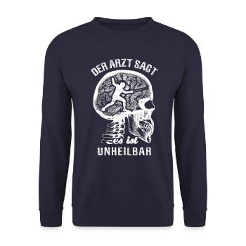 Der Arzt sagt es ist unheilbar - Fechten - Unisex Pullover - Navy - Vorne - Alina (178cm) & Michal (187cm)