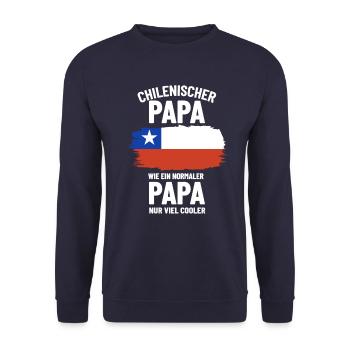Chilenischer Papa wie ein normaler Papa nur cooler - Unisex Pullover - Navy - Vorne - Alina (178cm) & Michal (187cm)