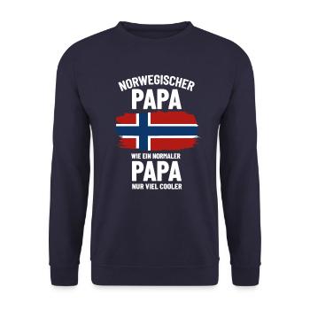 Norwegischer Papa wie ein normaler Papa nur cooler - Unisex Pullover - Navy - Vorne - Alina (178cm) & Michal (187cm)