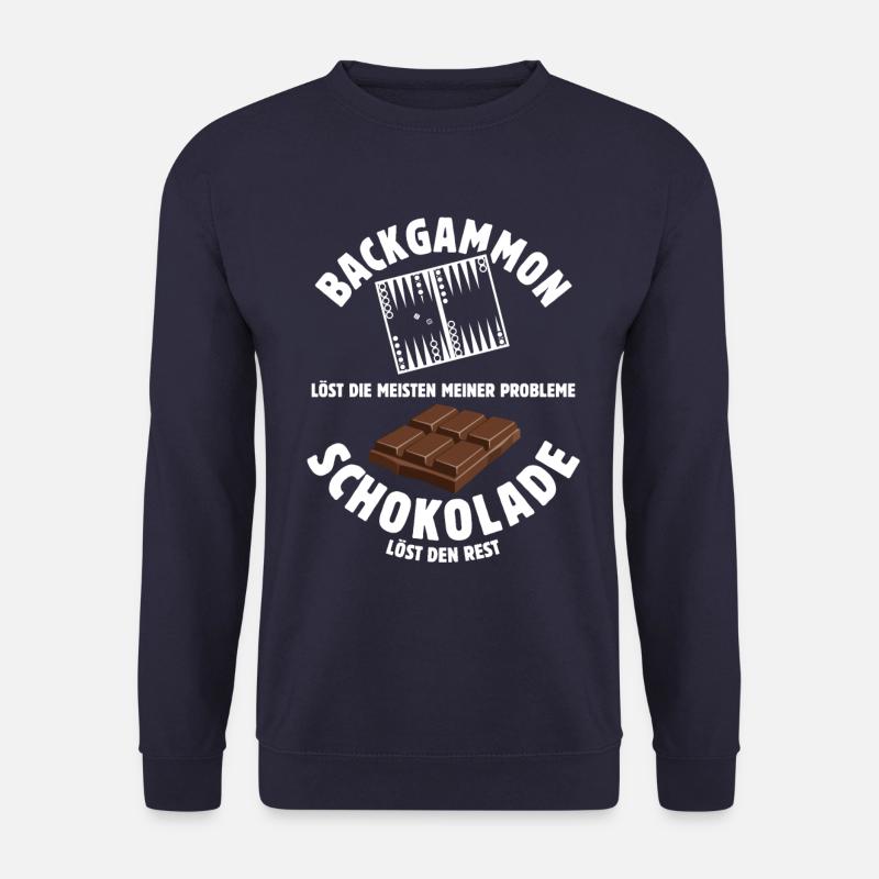 Backgammon löst meine Probleme - Schoko Spruch - Unisex Pullover - Navy