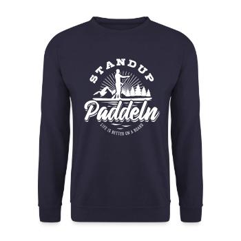 SUP Stand up paddeln - Life is better on a board - Unisex Pullover - Navy - Vorne - Alina (178cm) & Michal (187cm)