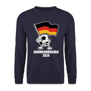 Sommermärchen, Ball mit Deutschland Fahne 2024 - Unisex Pullover - Navy - Vorne - Alina (178cm) & Michal (187cm)