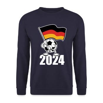 Sommermärchen, Ball mit Deutschland Fahne 2024 - Unisex Pullover - Navy - Vorne - Alina (178cm) & Michal (187cm)