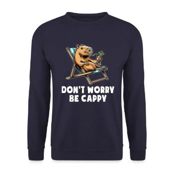 Don't worry be Cappy - Capybara - Holiday - Unisex Sweatshirt - navy - Front - Alina (178cm) & Michal (187cm)
