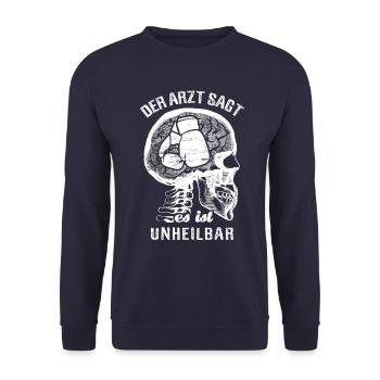 Der Arzt sagt es ist unheilbar - Boxen - Unisex Pullover - Navy - Vorne - Alina (178cm) & Michal (187cm)