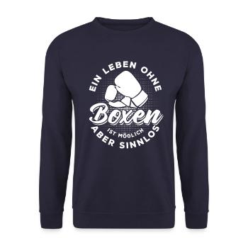 Ein Leben ohne Boxen ist möglich aber sinnlos - Unisex Pullover - Navy - Vorne - Alina (178cm) & Michal (187cm)