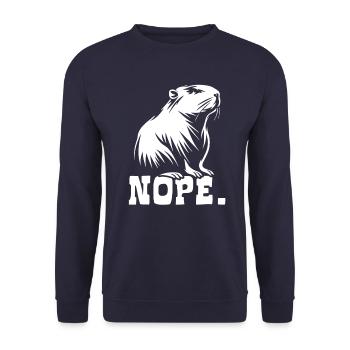 Capybara - Nope. Don't worry, be capy - Unisex Pullover - Navy - Vorne - Alina (178cm) & Michal (187cm)