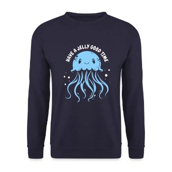 Have a jelly good time - Jellyfish with tentacles - Unisex Sweatshirt - navy - Front - Alina (178cm) & Michal (187cm)