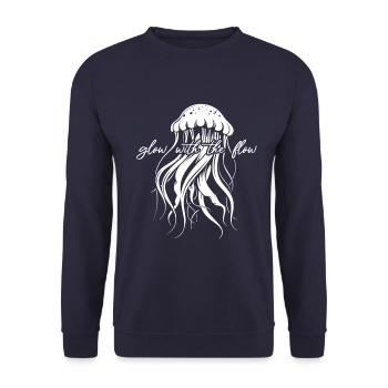 Brille avec le courant, Méduse avec des tentacules, Dire - Sweat-shirt Unisexe - marine - Devant - Alina (178cm) & Michal (187cm)