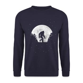 Pleine Lune - Nuit - Silhouette de Bigfoot - Sweat-shirt Unisexe - marine - Devant - Alina (178cm) & Michal (187cm)