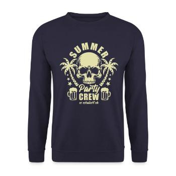 Summer Party Crew - es eskaliert eh - Bierglas - Unisex Pullover - Navy - Vorne - Alina (178cm) & Michal (187cm)