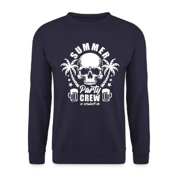Summer Party Crew - es eskaliert eh - Bierglas - Unisex Pullover - Navy - Vorne - Alina (178cm) & Michal (187cm)