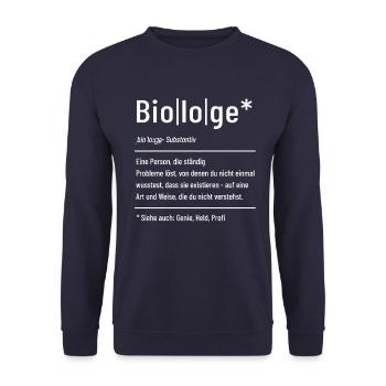 Biologe - Definition - Lexikon - Unisex Pullover - Navy - Vorne - Alina (178cm) & Michal (187cm)