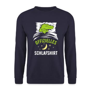Offizielles Schlafshirt lustiger Alligator - Unisex Pullover - Navy - Vorne - Alina (178cm) & Michal (187cm)
