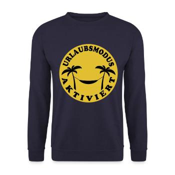 Palmen Hängematte - Urlaubsmodus aktiviert - Unisex Pullover - Navy - Vorne - Alina (178cm) & Michal (187cm)