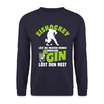 Eishockey löst die meisten meiner Probleme - Gin - Unisex Pullover - Navy - Vorne - Alina (178cm) & Michal (187cm)