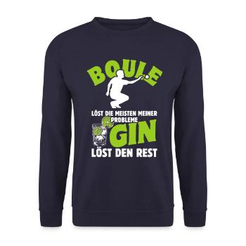 Boule löst die meisten meiner Probleme - Gin - Unisex Pullover - Navy - Vorne - Alina (178cm) & Michal (187cm)
