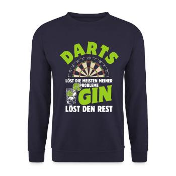 Darts löst die meisten meiner Probleme - Gin - Unisex Pullover - Navy - Vorne - Alina (178cm) & Michal (187cm)