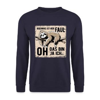 Irgendwas ist hier faul. Oh das bin ja ich! - Unisex Pullover - Navy - Vorne - Alina (178cm) & Michal (187cm)