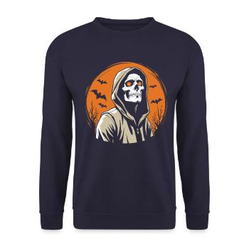 Déguisement de crâne d’Halloween - Creepy - Sweat-shirt Unisexe - marine - Devant - Alina (178cm) & Michal (187cm)