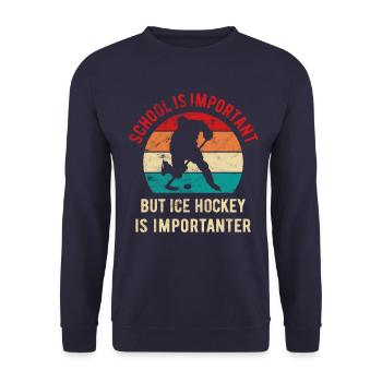 School is important but hockey is importanter - Unisex Sweatshirt - navy - Front - Alina (178cm) & Michal (187cm)