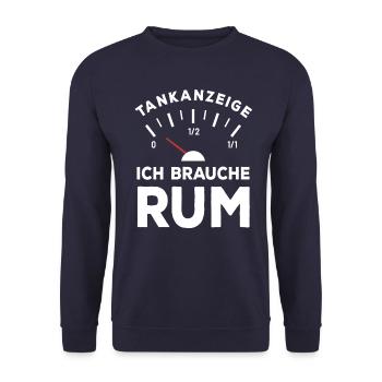 Tank leer - Ich brauche Rum - Sauf Spruch - Unisex Pullover - Navy - Vorne - Alina (178cm) & Michal (187cm)