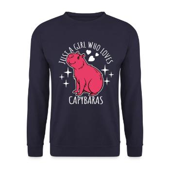 Just a girl who loves capybaras - Cartoon - Unisex Pullover - Navy - Vorne - Alina (178cm) & Michal (187cm)