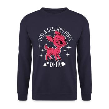 Just a girl who loves deer - Cartoon - Unisex Sweatshirt - navy - Front - Alina (178cm) & Michal (187cm)