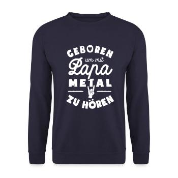 Geboren um mit Papa Metal zu hören - Unisex Pullover - Navy - Vorne - Alina (178cm) & Michal (187cm)