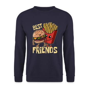 Burgers & Fries - Restauration rapide - Meilleurs amis - Sweat-shirt Unisexe - marine - Devant - Alina (178cm) & Michal (187cm)