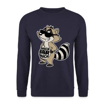 Waschbär Bauch - Waschbrett Bauch Sport Geschenk - Unisex Pullover - Navy - Vorne - Alina (178cm) & Michal (187cm)
