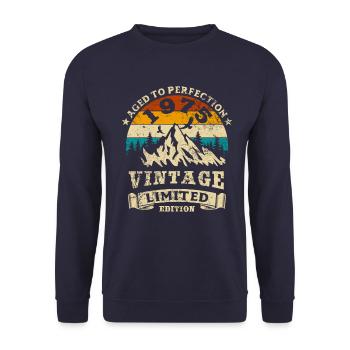 Vintage 1975 Edition Limitée - Anniversaire - Sweat-shirt Unisexe - marine - Devant - Alina (178cm) & Michal (187cm)
