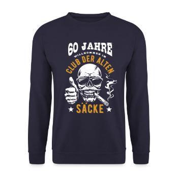 Club der alten Säcke, 60. Geburtstag, Totenkopf - Unisex Pullover - Navy - Vorne - Alina (178cm) & Michal (187cm)