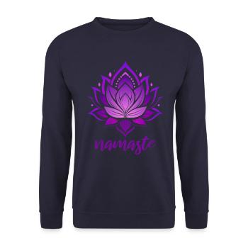 Namaste - Yoga - Meditation - Lotus Flower - Unisex Sweatshirt - navy - Front - Alina (178cm) & Michal (187cm)