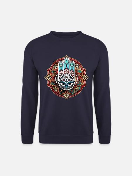 Hamsa - Hand der Fatima - Schutz und Segen - Unisex Pullover - Navy