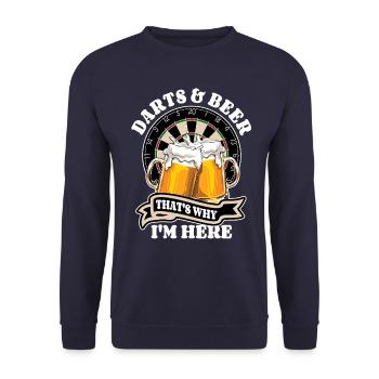 Fléchettes et bière C’est pourquoi je suis ici - Dart Fan - Sweat-shirt Unisexe - marine - Devant - Alina (178cm) & Michal (187cm)